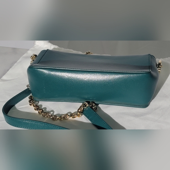 Furla Logo Plaque Leather Crossbody Bag – Dark Green – Made in Italy - Picture 3 of 10